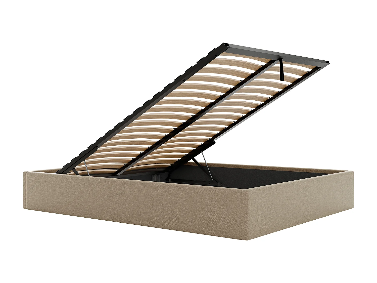 Bettgestell mit Bettkasten - 140 x 190 cm - Stoff - Taupe - PONTOS von YSMÉE