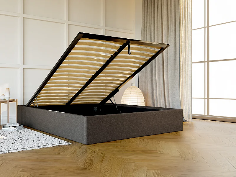 Canapé cama tapizado de tela - 160 x 200 cm - Gris antracita - PONTOS de YSMÉE