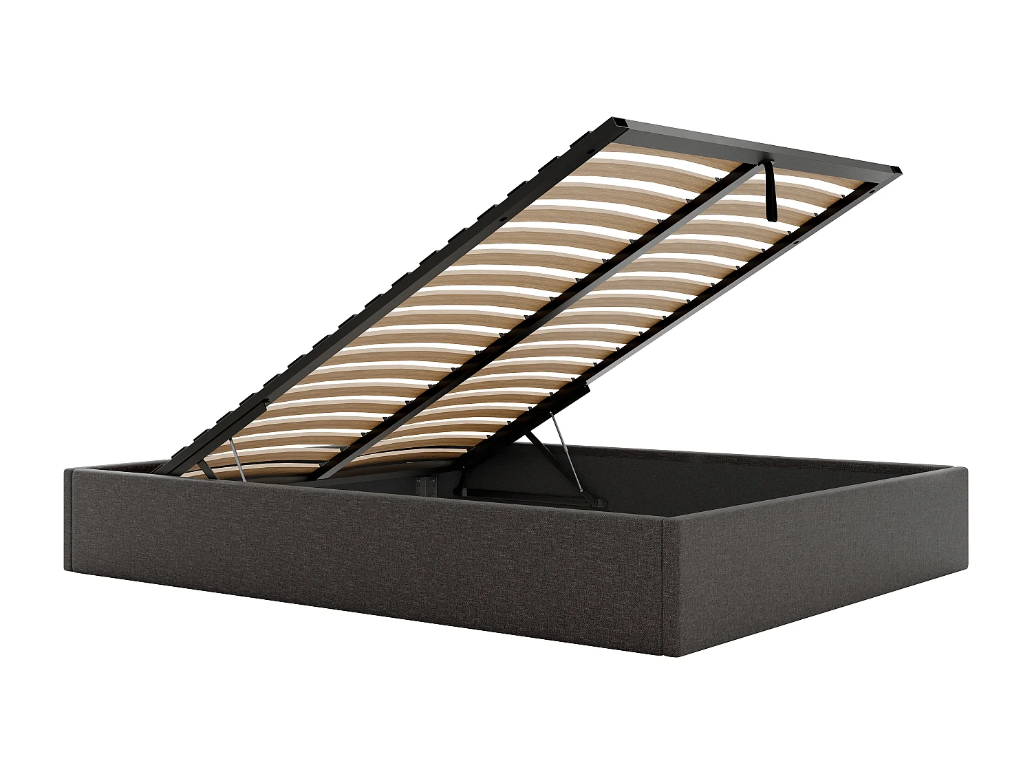 Sommier coffre 160 x 200 cm en tissu - Gris anthracite - PONTOS de YSMÉE