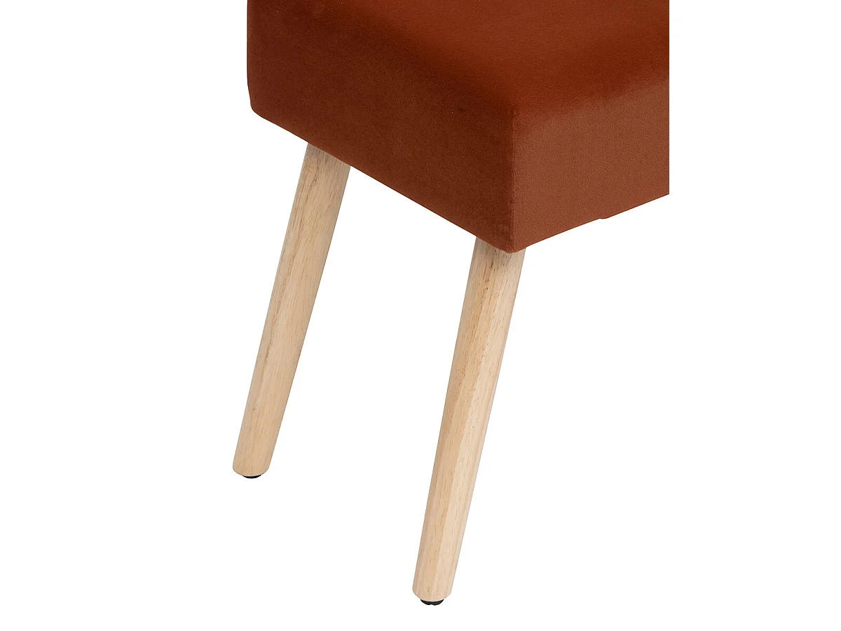 Banc d'assise en velours Ambre et pieds en bois coloris naturel