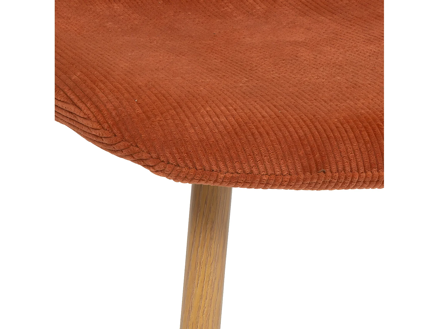 Lot de 4 chaises en velours coloris teraccotta, pieds en bois imitation chêne