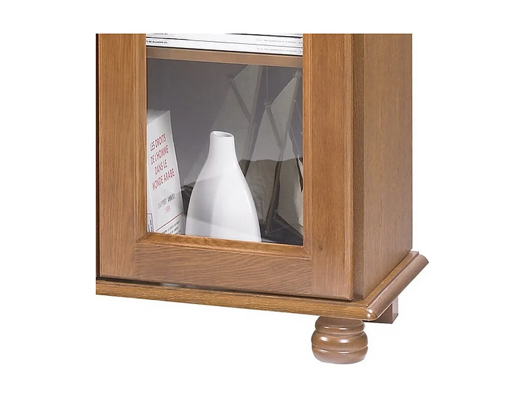 Vitrine Bibliothèque 2 Portes Vitrées Chêne 6 Niches L 82.4 H 182.2 P 33 cm