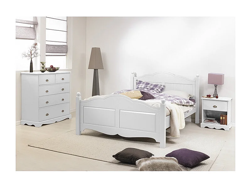 Commode Blanche 5 Tiroirs Style Anglais L 96.2 H 97.4 P 42.5 cm