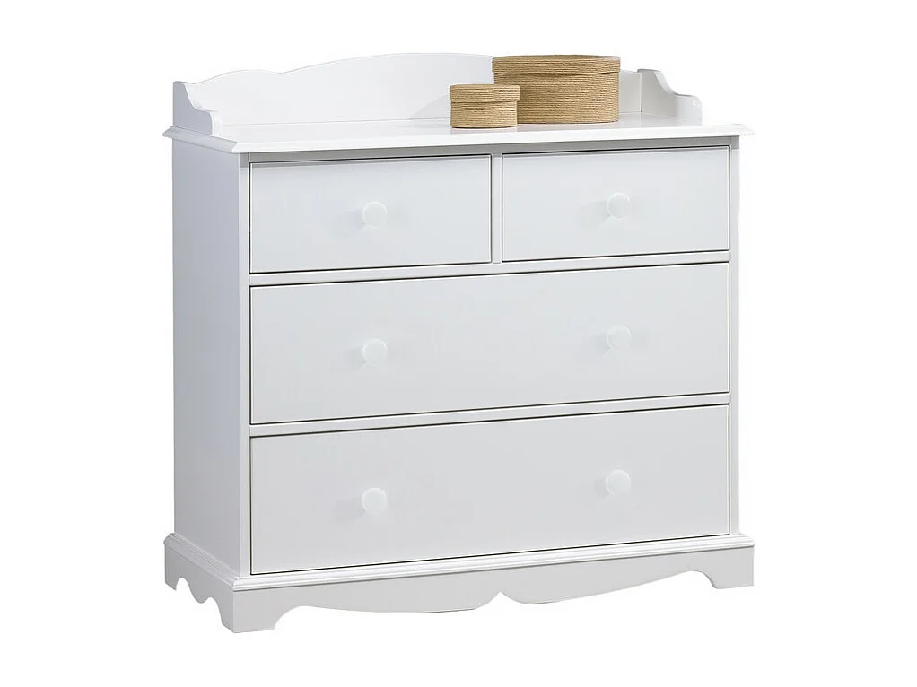 Commode 4 Tiroirs Blanche Style Anglais avec Crédence L 96 H 91.6 P 42 cm