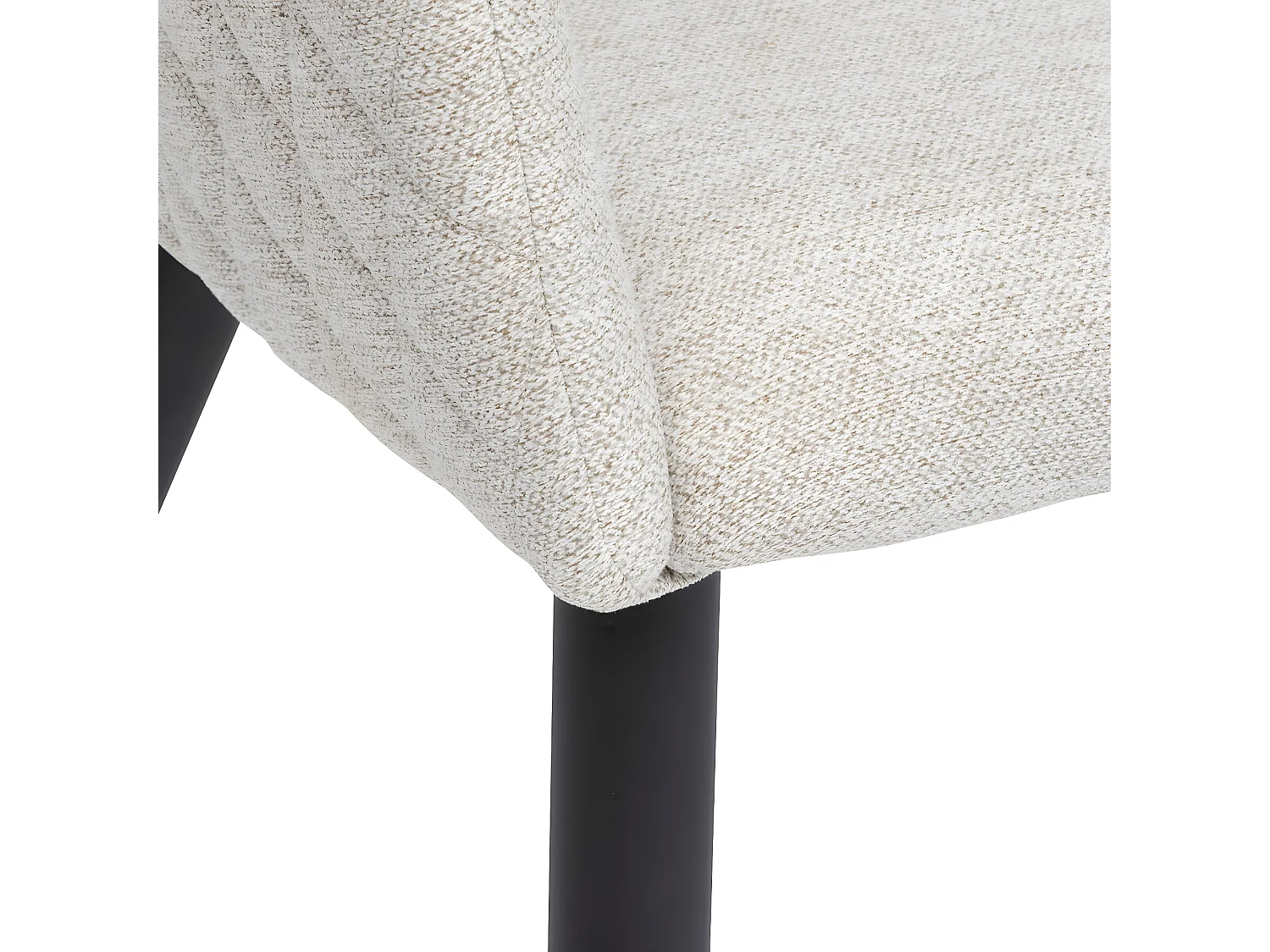 Lot de 2 fauteuils de salle à manger en tissu coloris Beige et pieds coloris noir