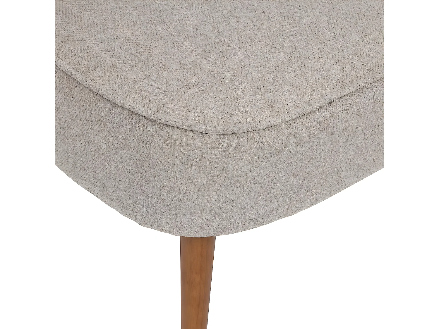 Fauteuil  en PU coloris beige , pieds en bois coloris naturel - L.  57 x P. 70 x H. 74  cm