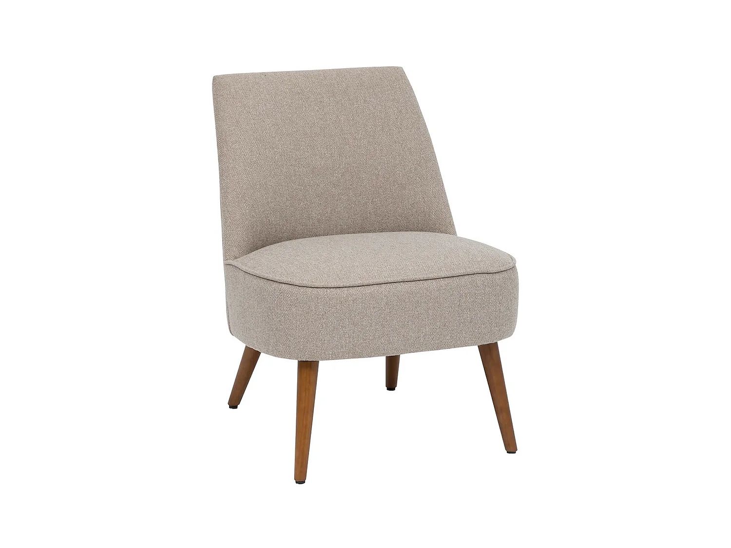 Fauteuil  en PU coloris beige , pieds en bois coloris naturel - L.  57 x P. 70 x H. 74  cm