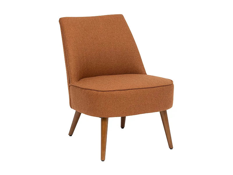 Fauteuil  en PU coloris ambre , pieds en bois coloris naturel