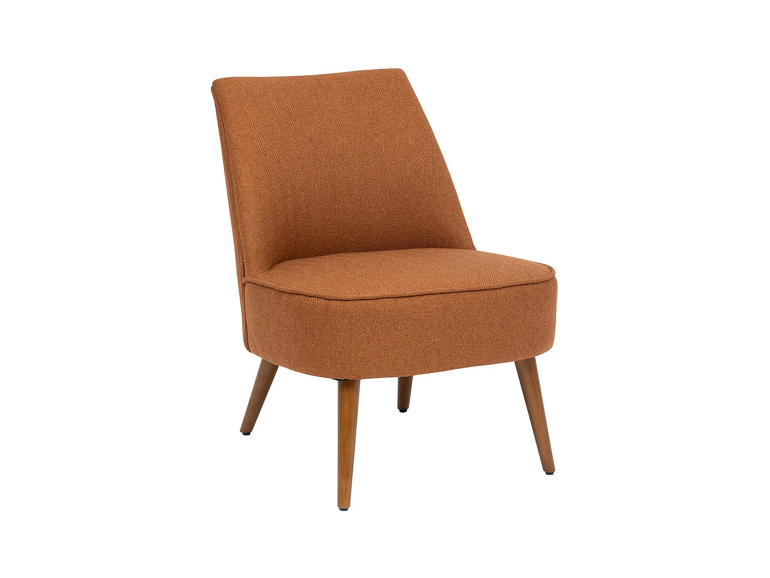 Fauteuil  en PU coloris ambre , pieds en bois coloris naturel