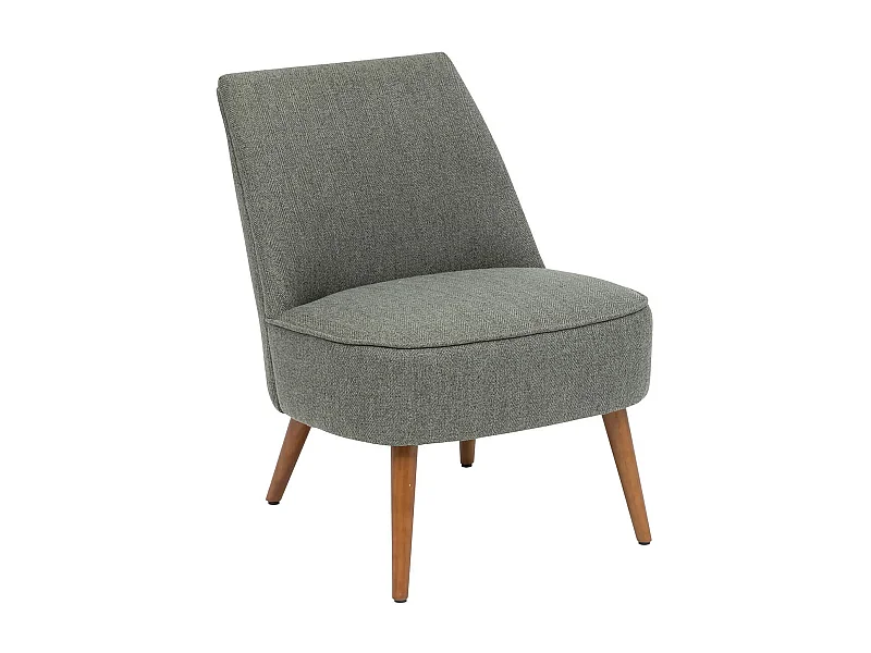 Fauteuil  en PU coloris Vert kaki , pieds en bois coloris naturel