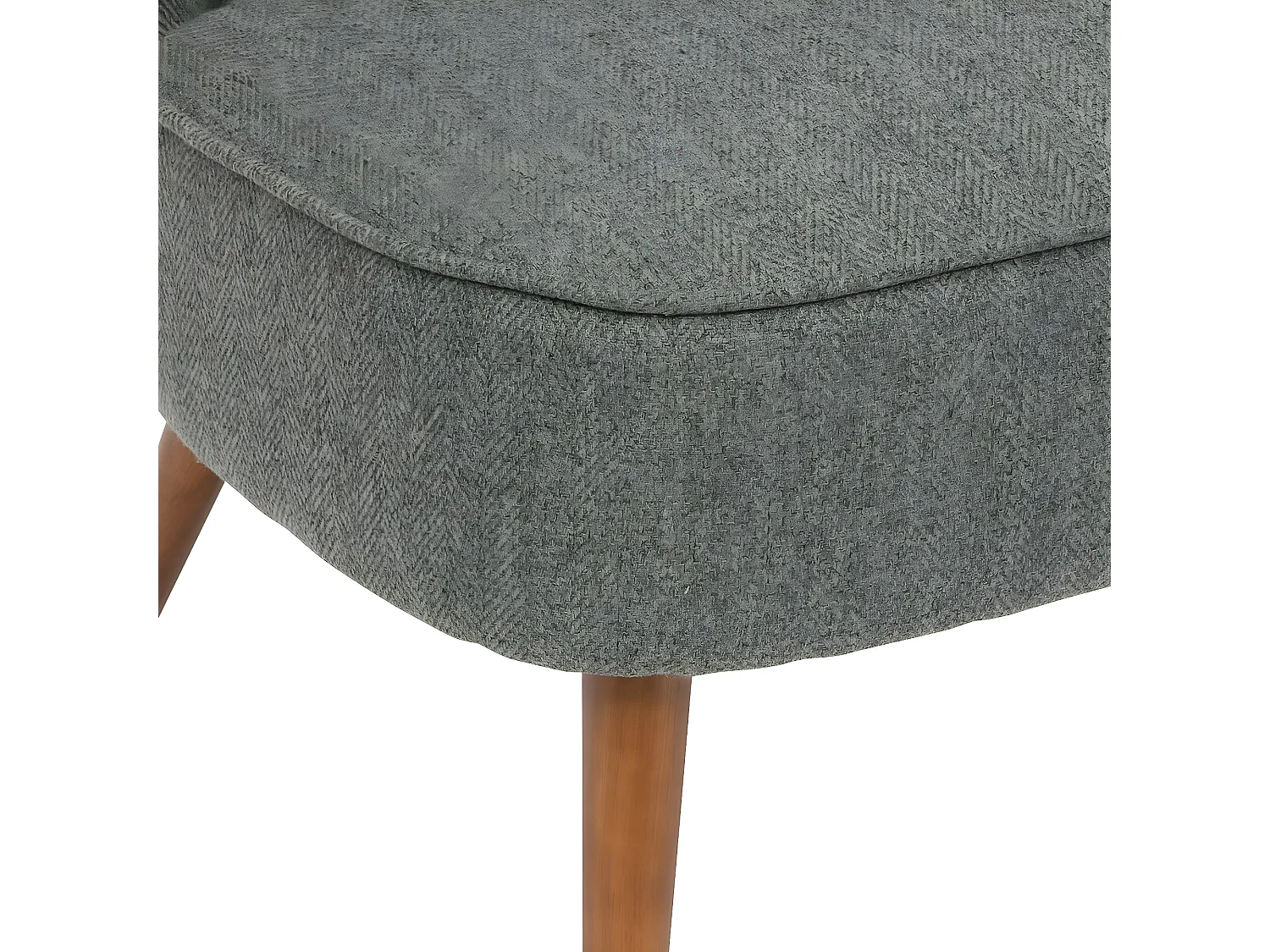 Fauteuil  en PU coloris Vert kaki , pieds en bois coloris naturel