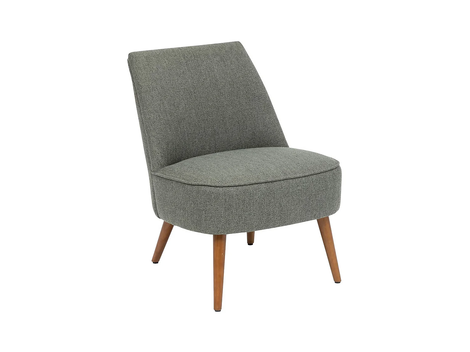 Fauteuil  en PU coloris Vert kaki , pieds en bois coloris naturel