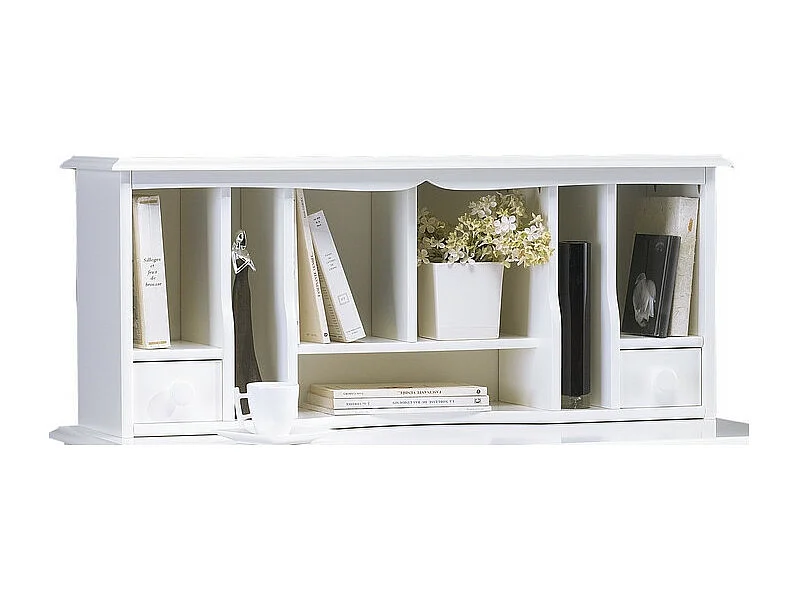 Meuble Secrétaire Blanc Style Anglais 4 Tiroirs 7 Niches L 100 H 114.3 P 56.4 cm