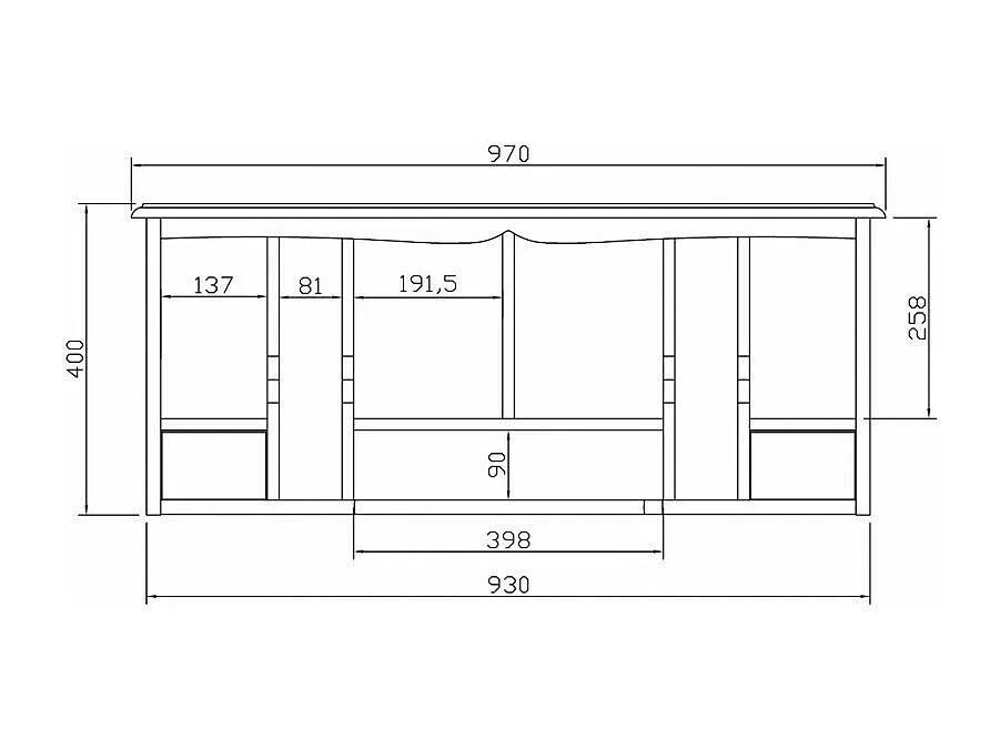 Meuble Secrétaire Blanc Style Anglais 4 Tiroirs 7 Niches L 100 H 114.3 P 56.4 cm