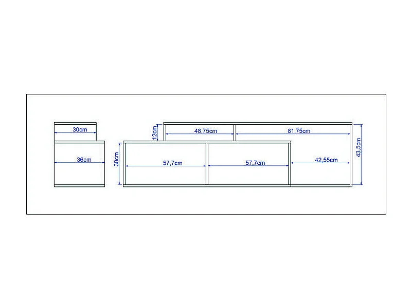 Meuble TV 50 Pouces 2 Abattants Noir et Chêne foncé L 164 H 46.5 P 37.5 cm