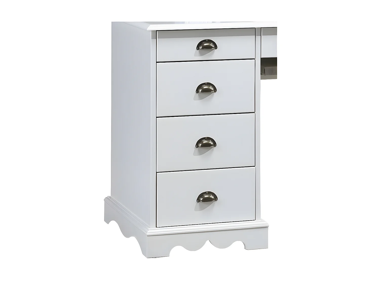 Bureau 2 Caissons Blanc 9 Tiroirs de Style Anglais L 137.5 H 74.7 P 58.3 cm