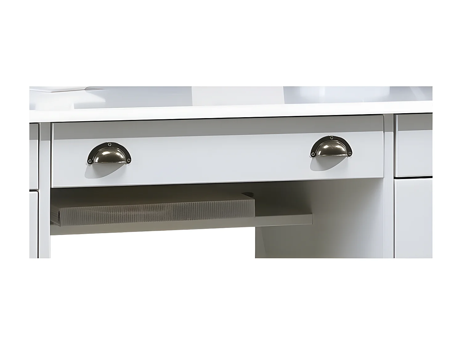 Bureau Ministre Blanc Surmeuble Style Anglais 11 Tiroirs L 137.5 H 99.7 P 58.3