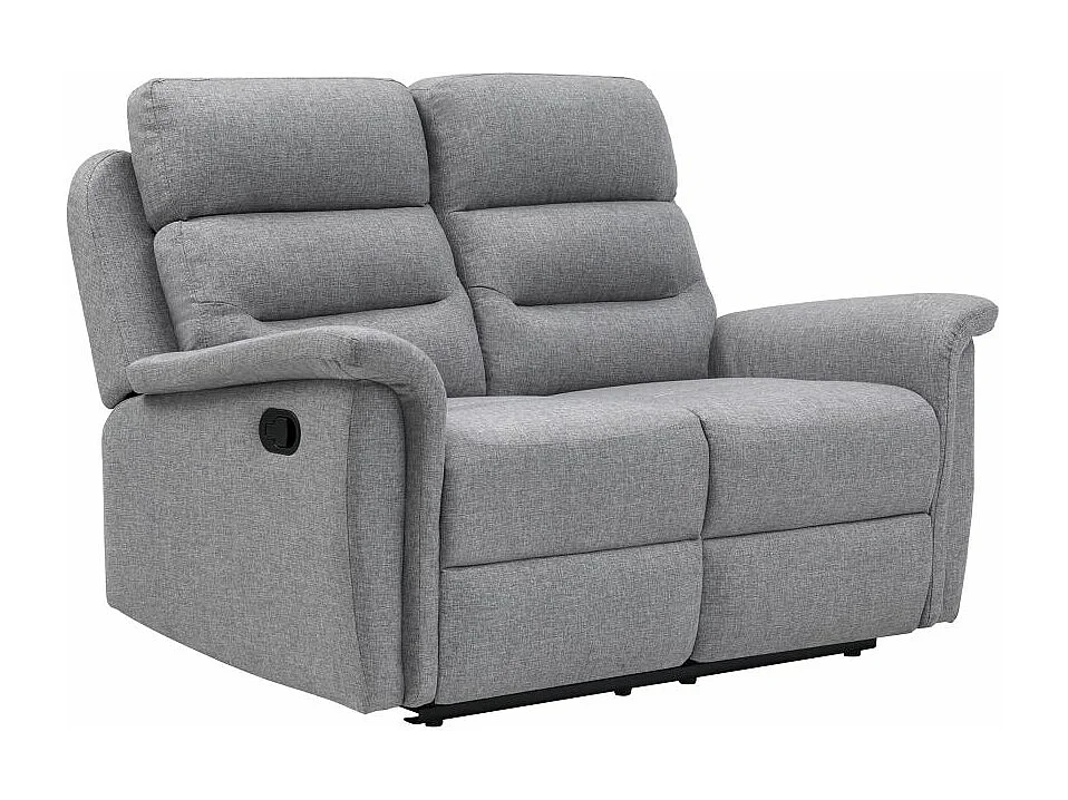Ensemble canapé relax manuel Léon 2 places + fauteuil manuel en tissu gris clair - Loungitude
