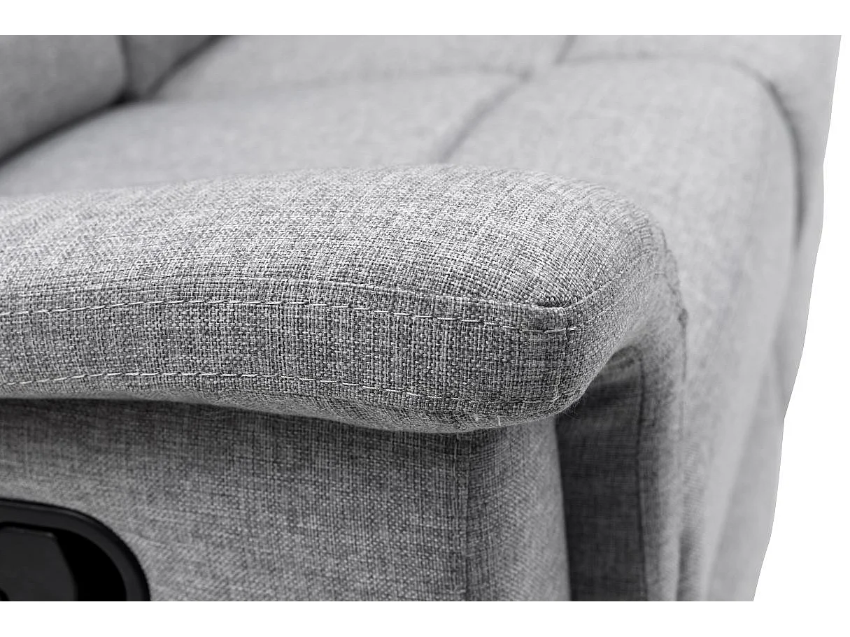 Ensemble canapé relax manuel Léon 2 places + fauteuil manuel en tissu gris clair - Loungitude