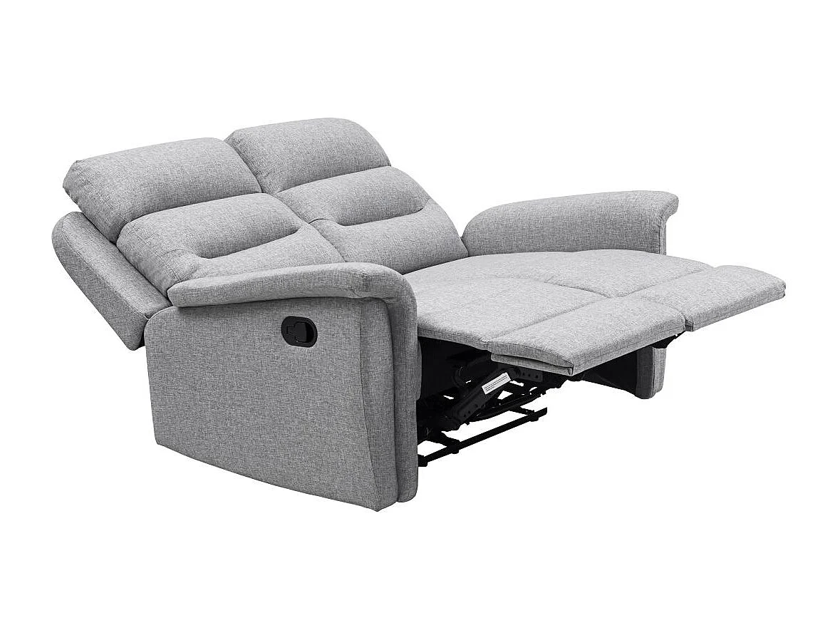Ensemble canapé relax manuel Léon 2 places + fauteuil manuel en tissu gris clair - Loungitude