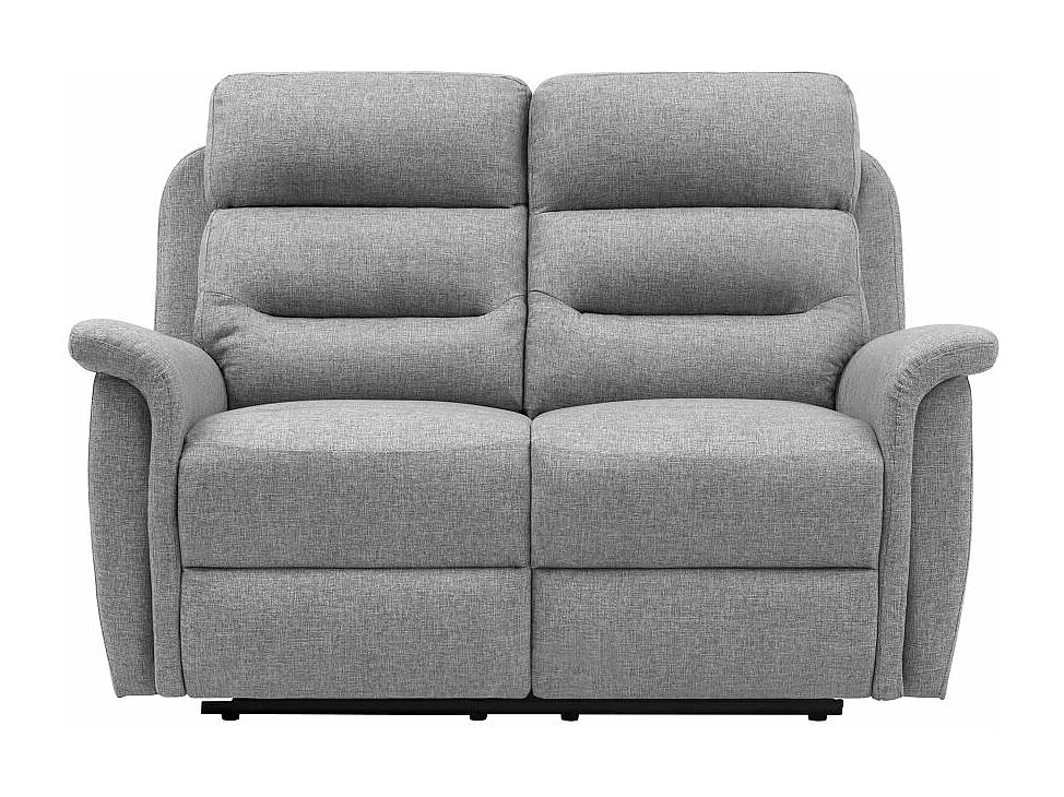 Ensemble canapé relax manuel Léon 2 places + fauteuil manuel en tissu gris clair - Loungitude