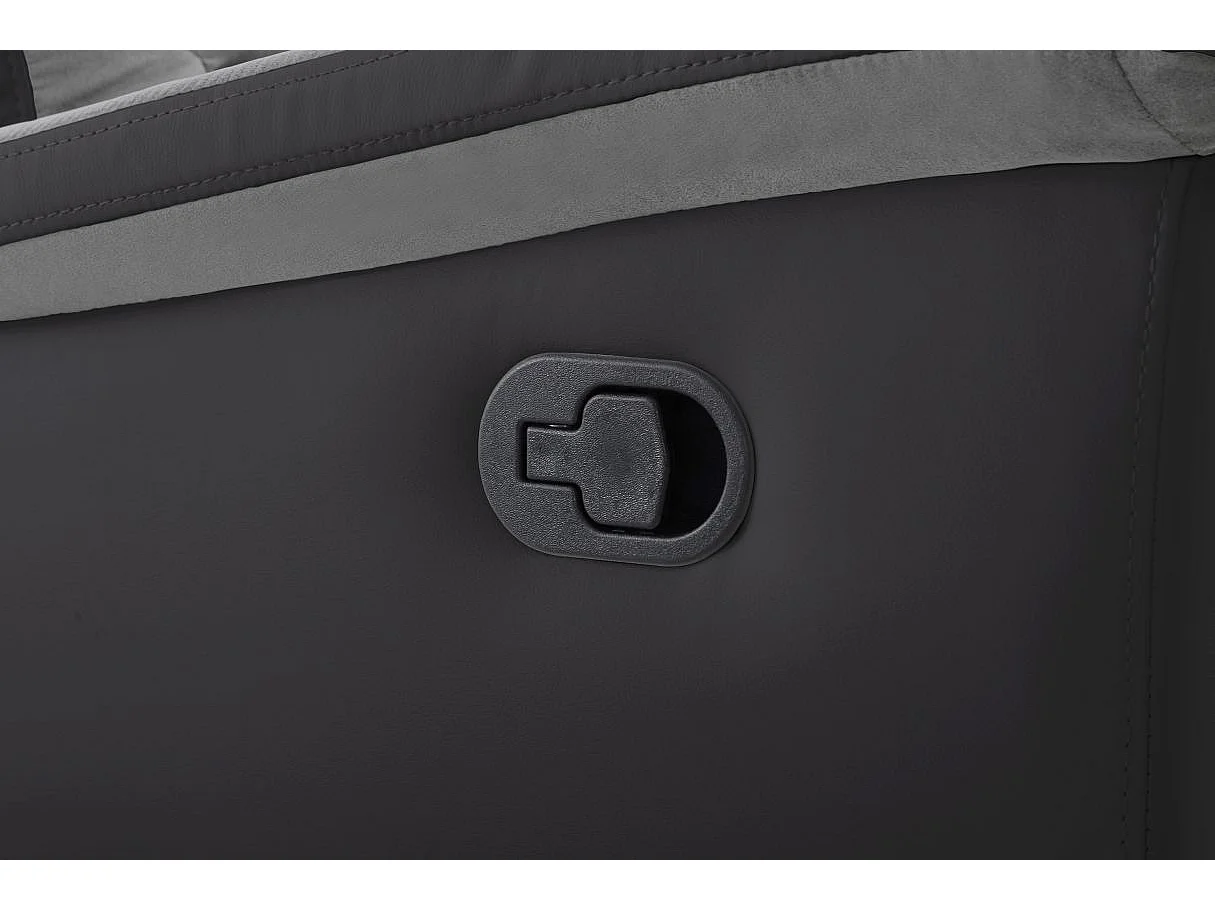 Ensemble canapé relax Léon 2 places + fauteuil manuel en microfibre et simili Gris/Noir - Loungitude