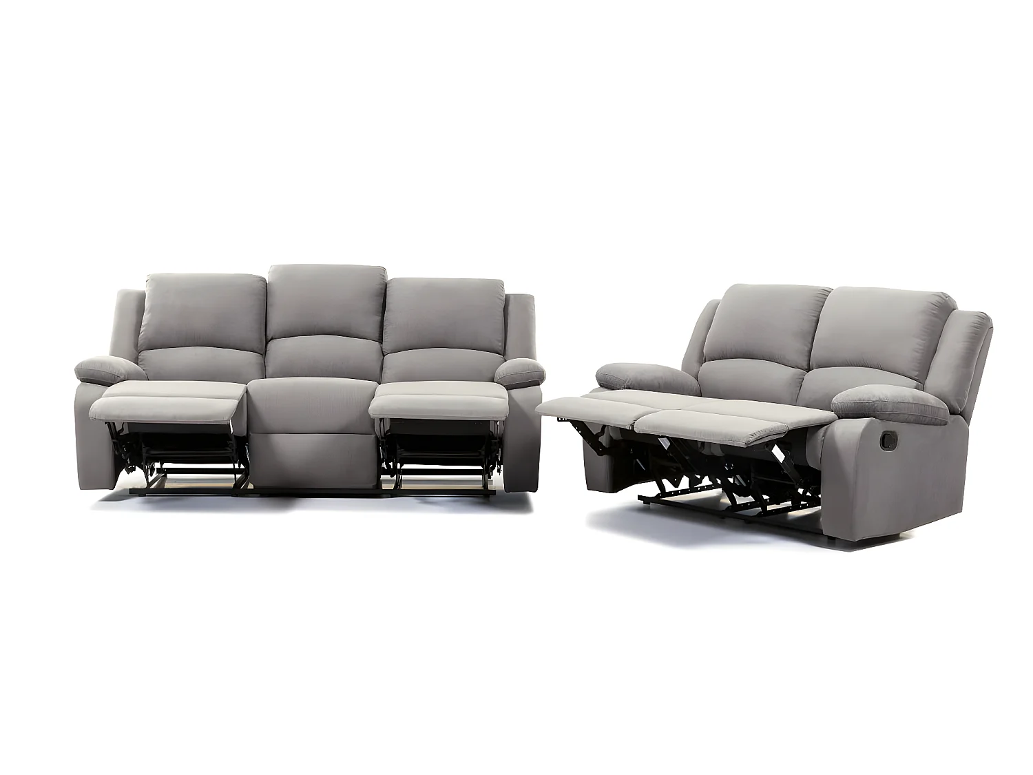 RELAXXO - Ensemble canapés relax manuels LEO 3 + 2 places en microfibre - Gris