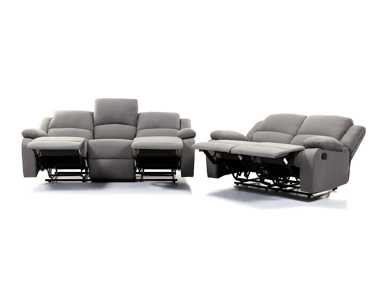 RELAXXO - Ensemble canapés relax manuels LEO 3 + 2 places en microfibre - Gris