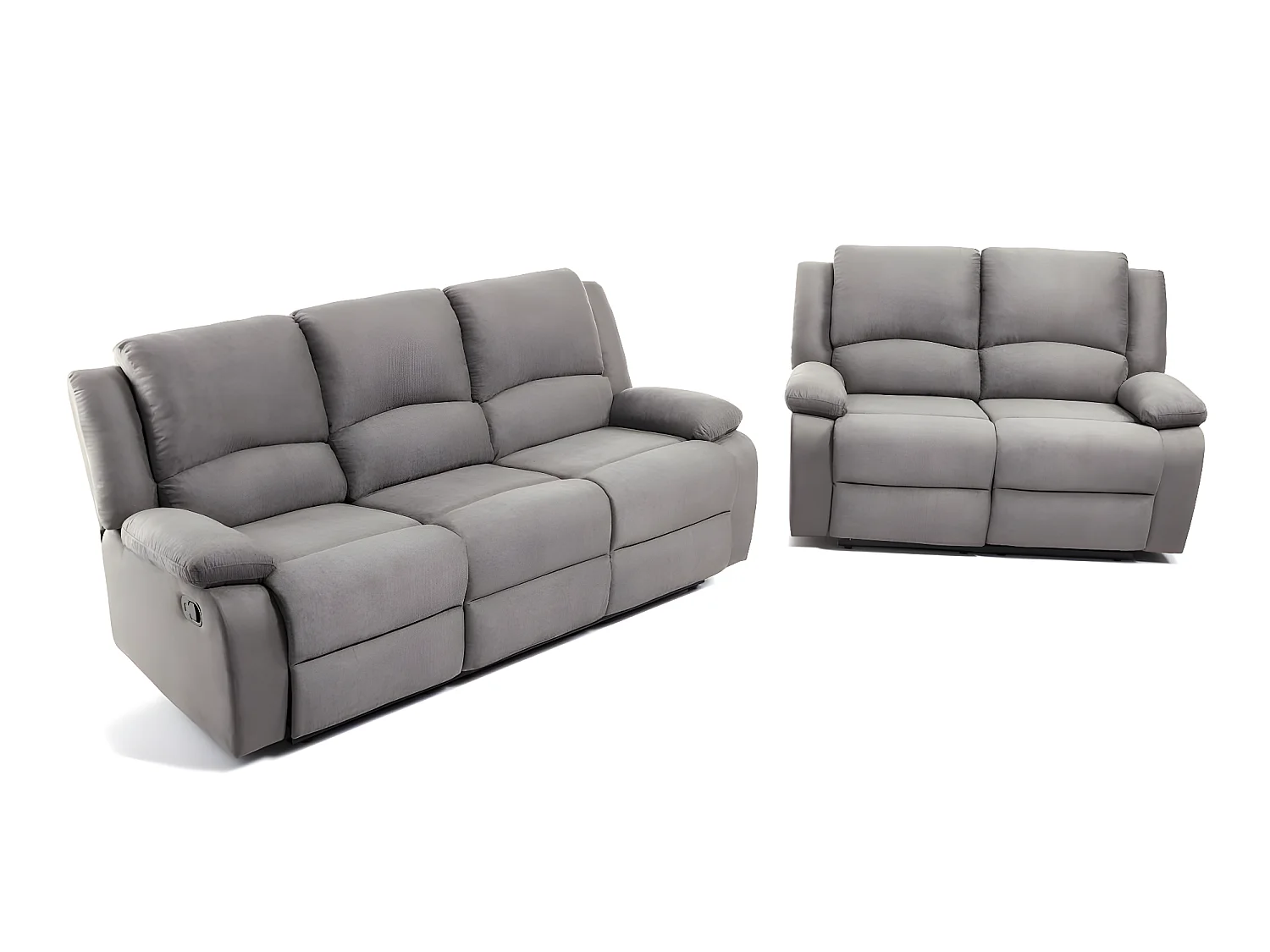 RELAXXO - Ensemble canapés relax manuels LEO 3 + 2 places en microfibre - Gris