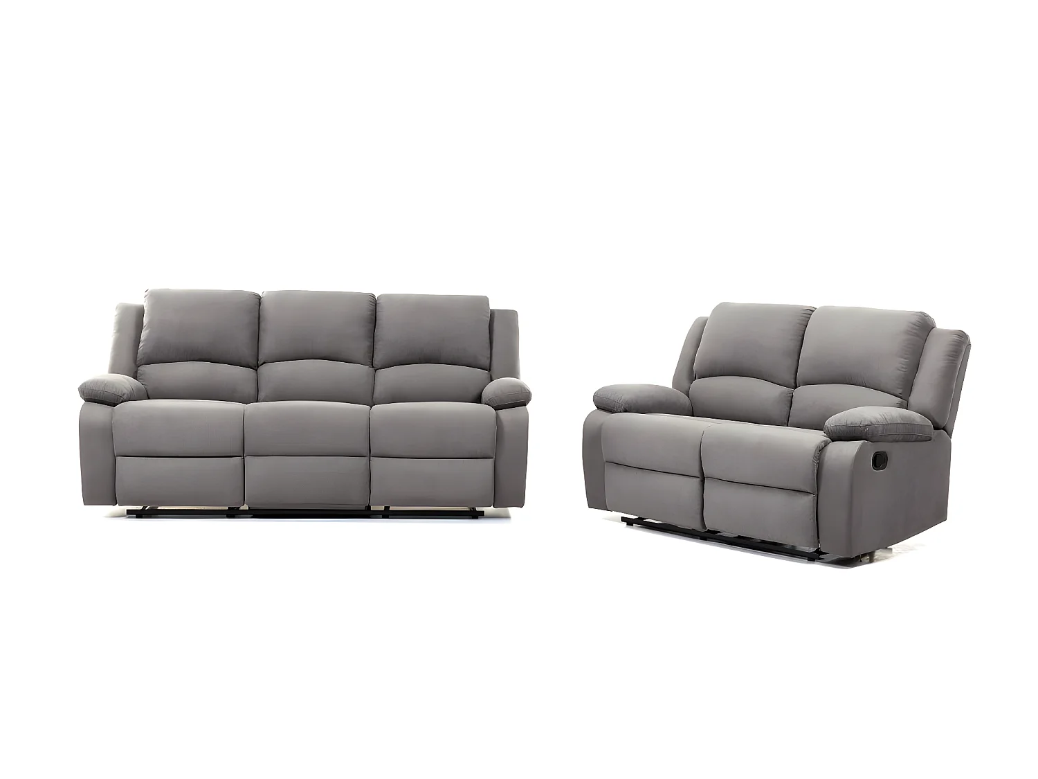 RELAXXO - Ensemble canapés relax manuels LEO 3 + 2 places en microfibre - Gris