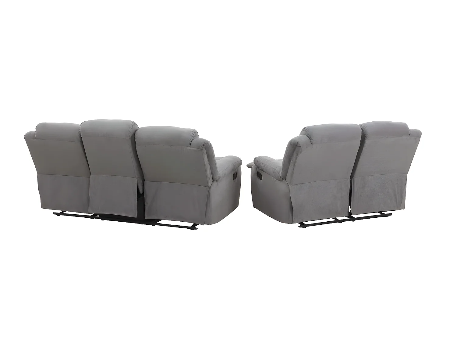 RELAXXO - Ensemble canapés relax manuels LEO 3 + 2 places en microfibre - Gris