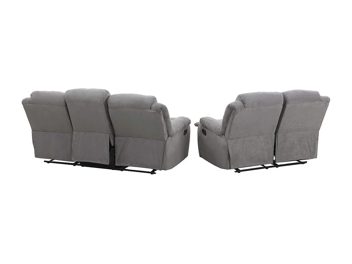RELAXXO - Ensemble canapés relax manuels LEO 3 + 2 places en microfibre - Gris