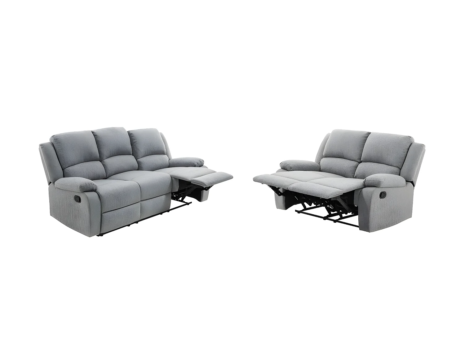 RELAXXO - Ensemble canapés relax manuels LEO 3 + 2 places en tissu - Gris clair
