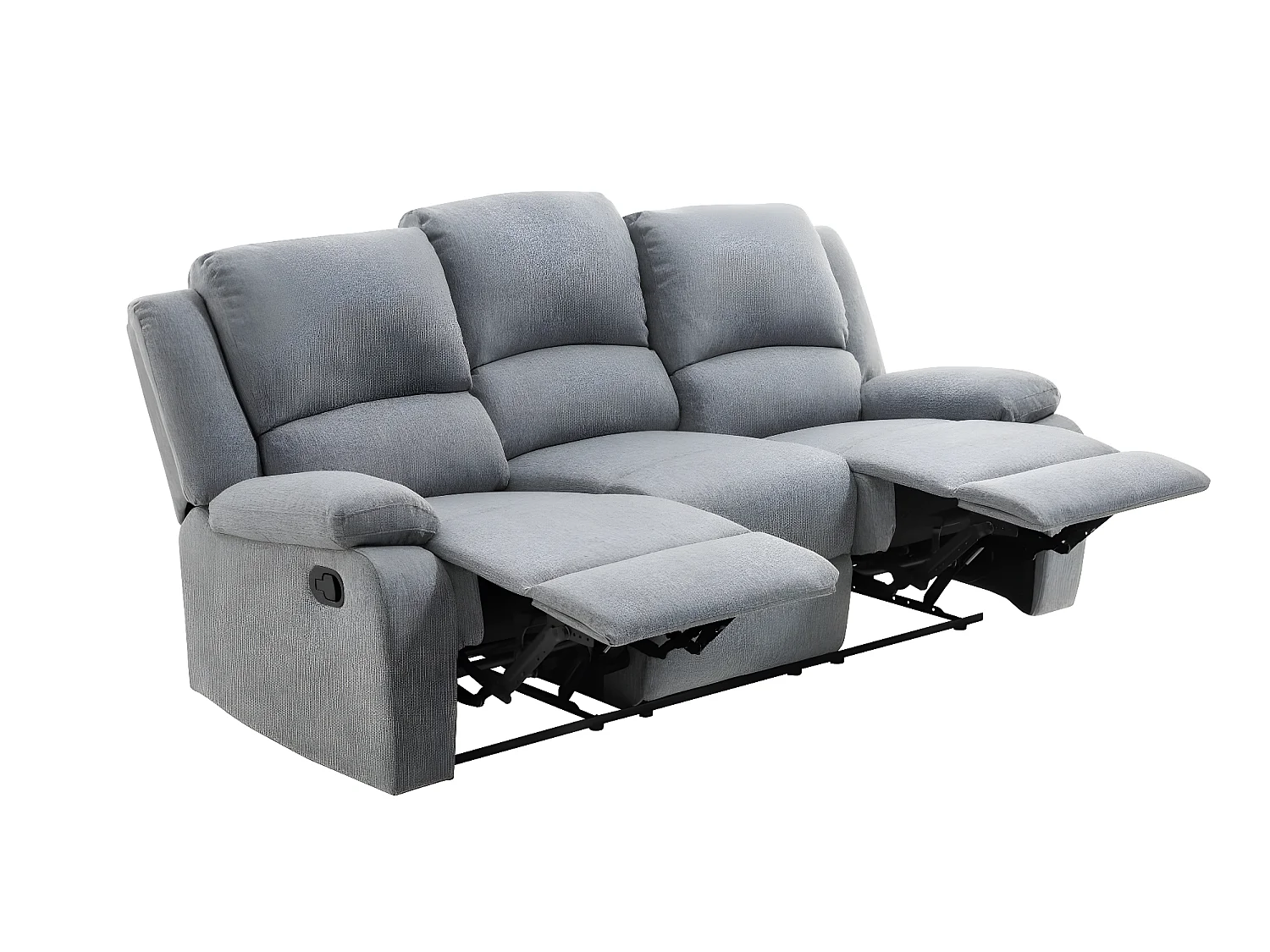 RELAXXO - Ensemble canapés relax manuels LEO 3 + 2 places en tissu - Gris clair