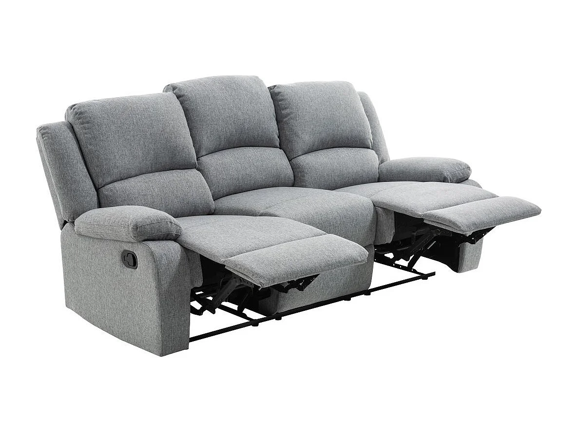 RELAXXO - Ensemble canapés relax manuels LEO 3 + 2 places en tissu - Gris clair