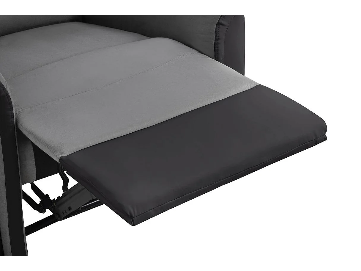 Ensemble canapé relax manuel Léon 3 places + fauteuil manuel en microfibre et simili Gris/noir - Loungitude