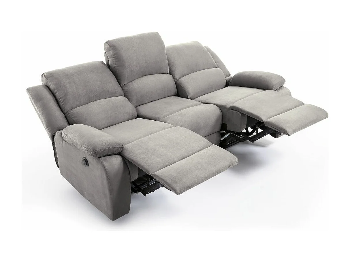 Ensemble canapé relax électrique Léo 3 places + fauteuil releveur en microfibre grise - Loungitude