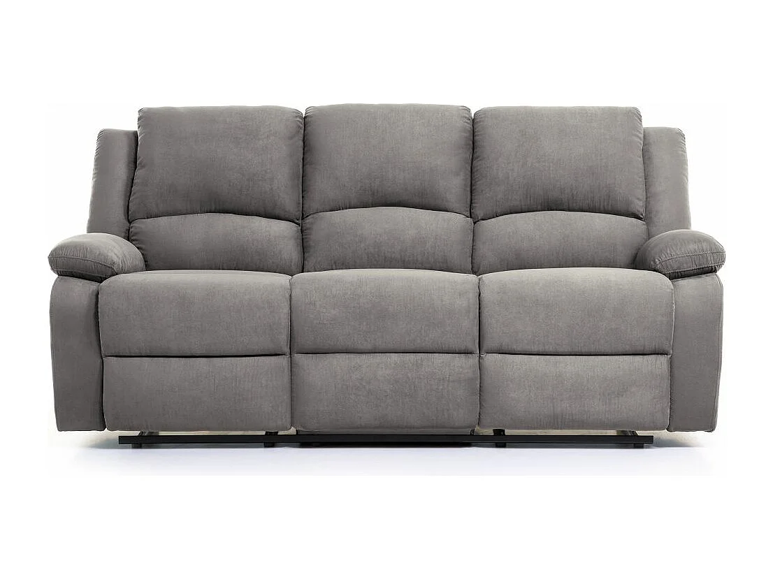 Ensemble canapé relax électrique Léo 3 places + fauteuil releveur en microfibre grise - Loungitude