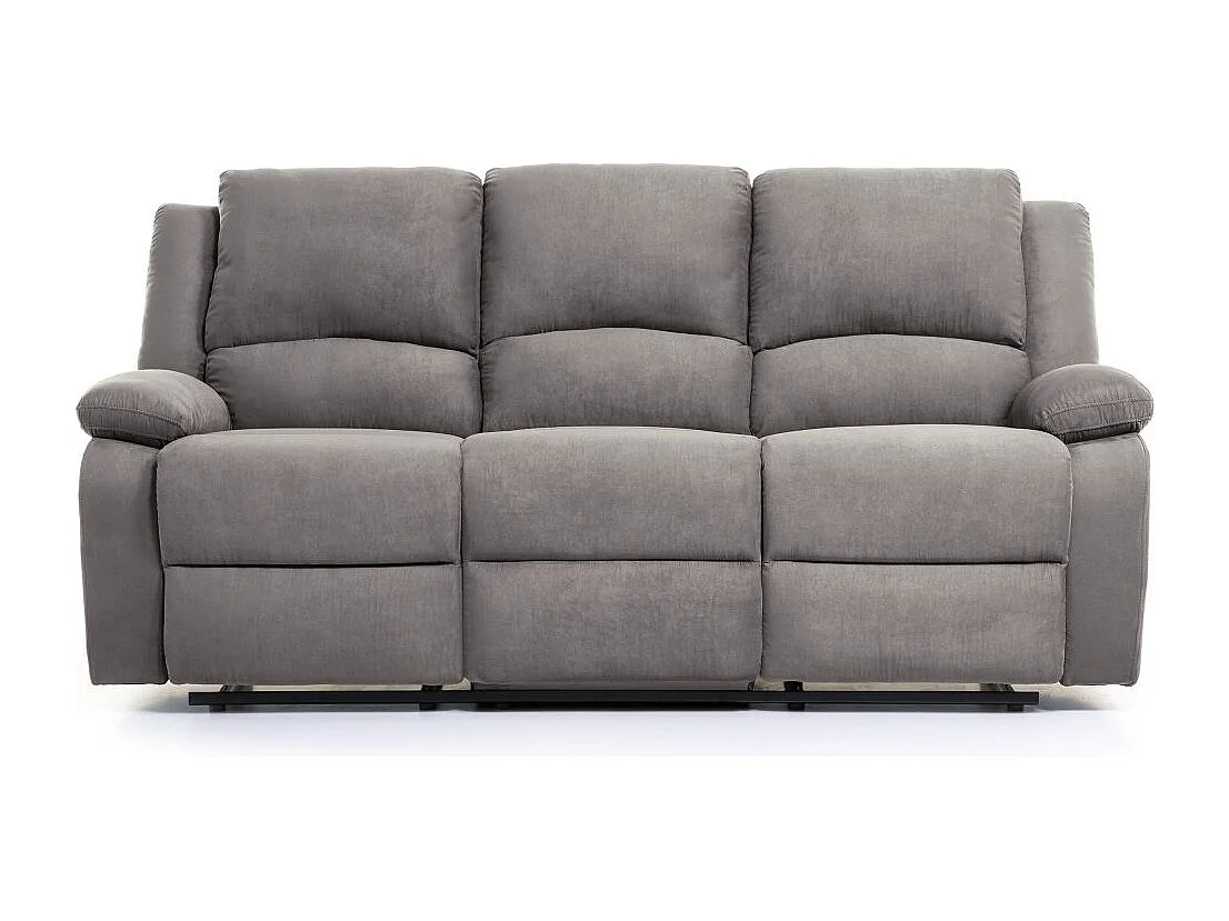Ensemble canapé relax électrique Léo 3 places + fauteuil releveur en microfibre grise - Loungitude