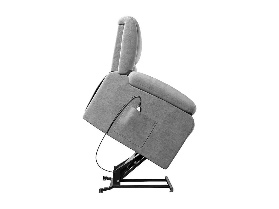 Ensemble canapé relax électrique Léo 3 places + fauteuil releveur en microfibre grise - Loungitude