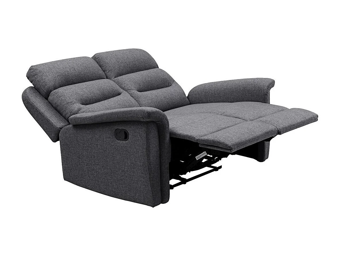 Ensemble canapé relax manuel Léon 2 places + fauteuil manuel en tissu Gris anthracite - Loungitude