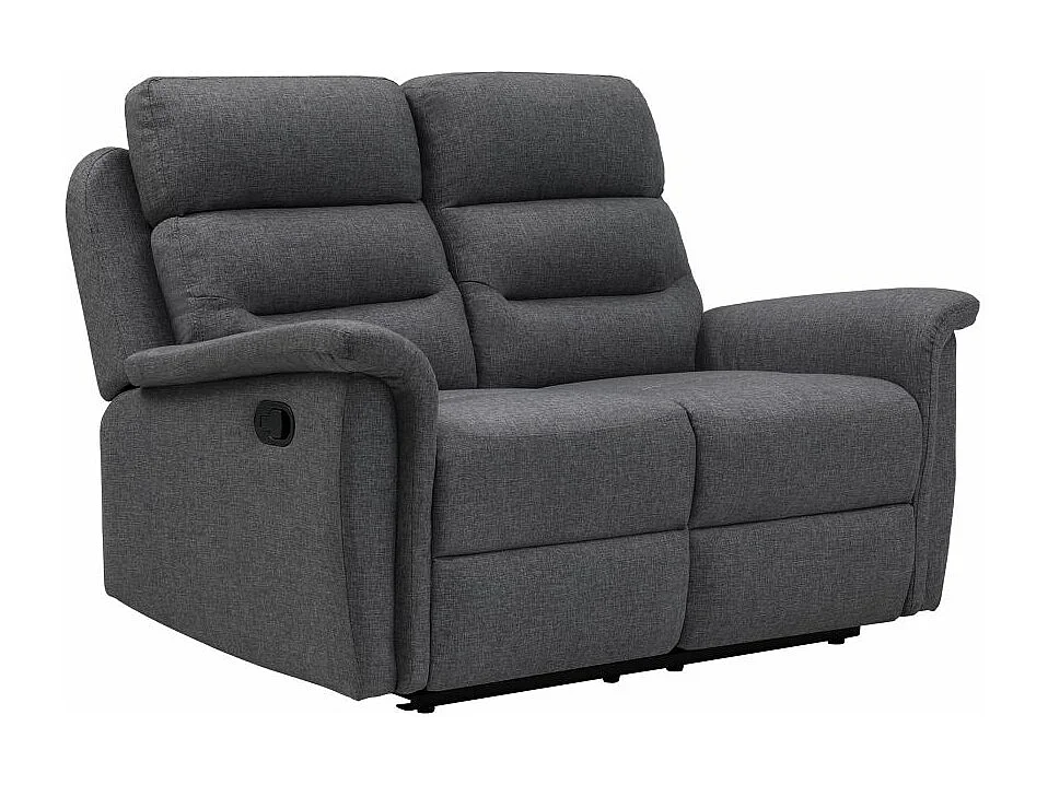 Ensemble canapé relax manuel Léon 2 places + fauteuil manuel en tissu Gris anthracite - Loungitude