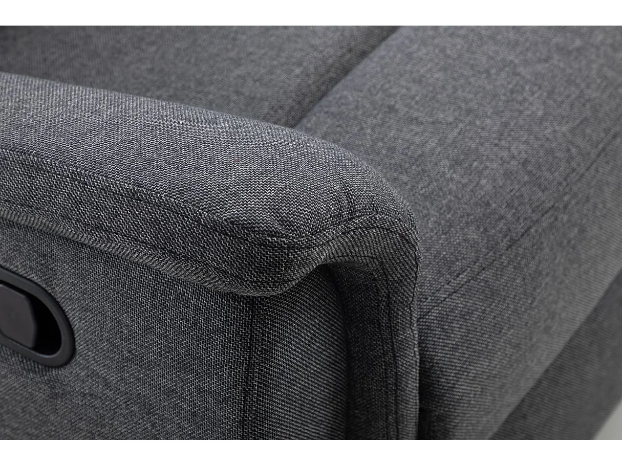 Ensemble canapé relax manuel Léon 2 places + fauteuil manuel en tissu Gris anthracite - Loungitude