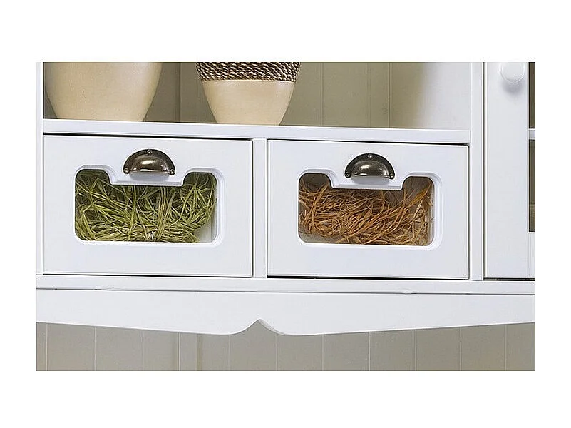 Vaisselier Blanc 5 Portes 5 Tiroirs 11 Niches Style Anglais L 146.6 H 186 P 42.5 cm