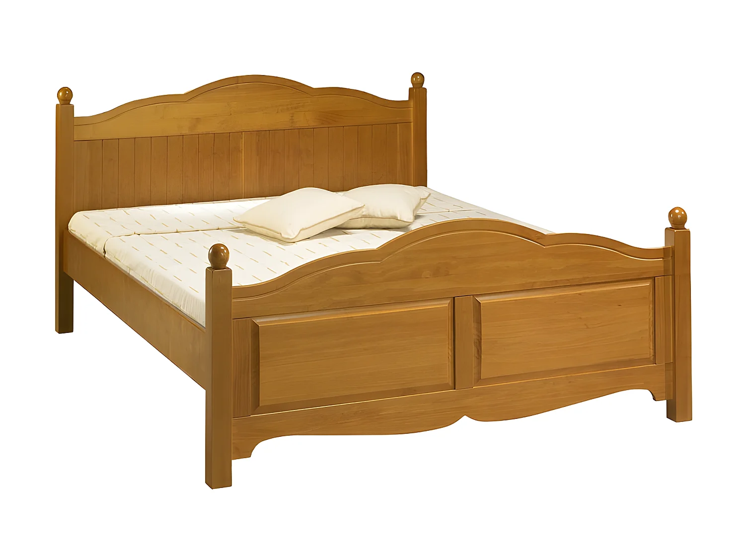 Lit 2 Places Pin Massif Miel Couchage 160x200 Style Anglais L 169 H 100 P 208 cm