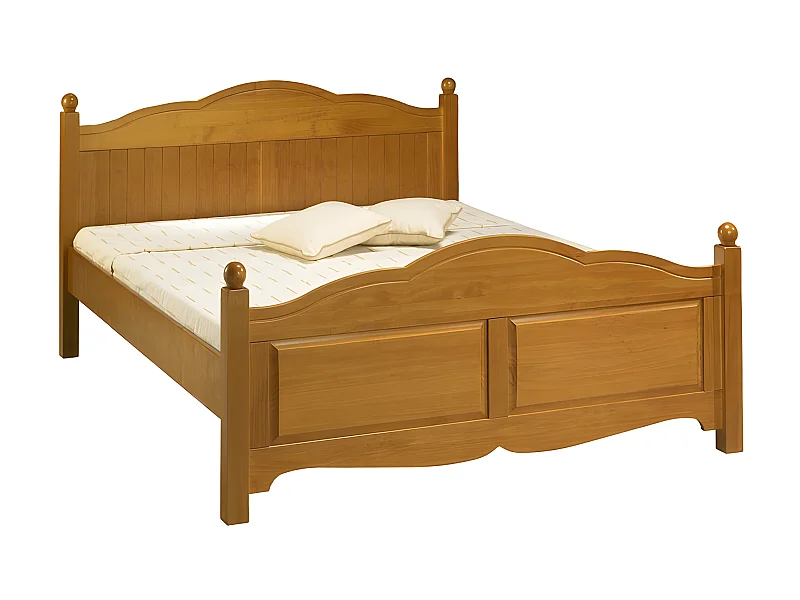 Lit 2 Places Pin Massif Miel Couchage 160x200 Style Anglais L 169 H 100 P 208 cm