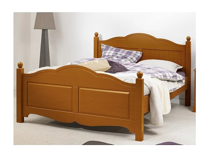 Lit 2 places Pin Miel Pour Couchage 140x190 Style Anglais L 149 H 100 P 198 cm