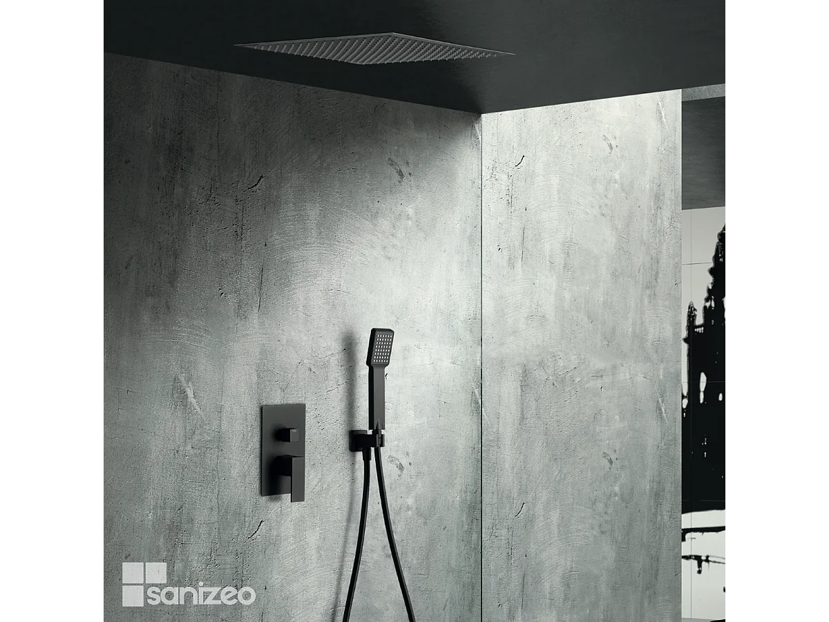 Colonne de Douche Encastrée noir mat anti-calcaire - Design Moderne et Économie d'eau - Kit Complet VOLGA IMEX