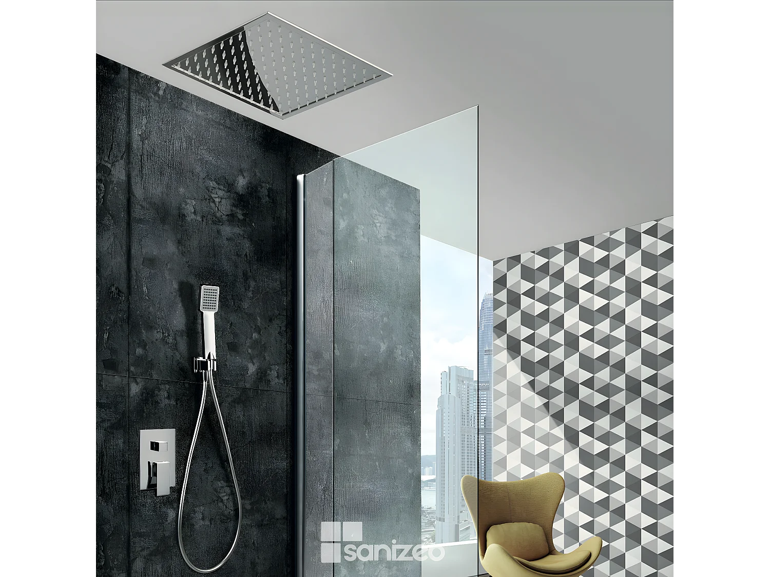 Colonne de Douche Encastrée chromé anti-calcaire - Design Moderne et Économie d'eau - Kit Complet VOLGA IMEX