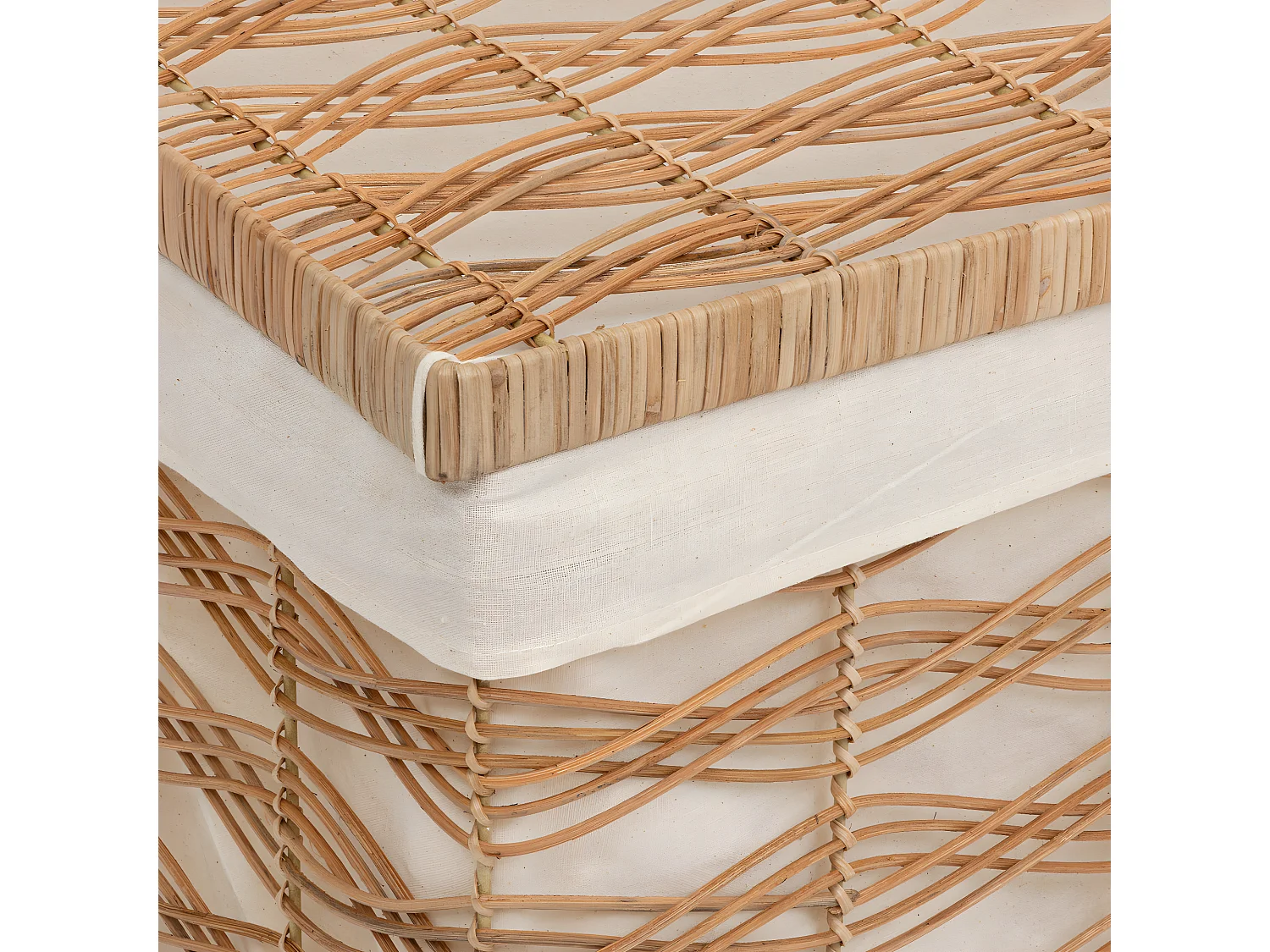 Set de 3 Malles de rangement en Fer et Rotin L 59 L 55 et L 50 cm